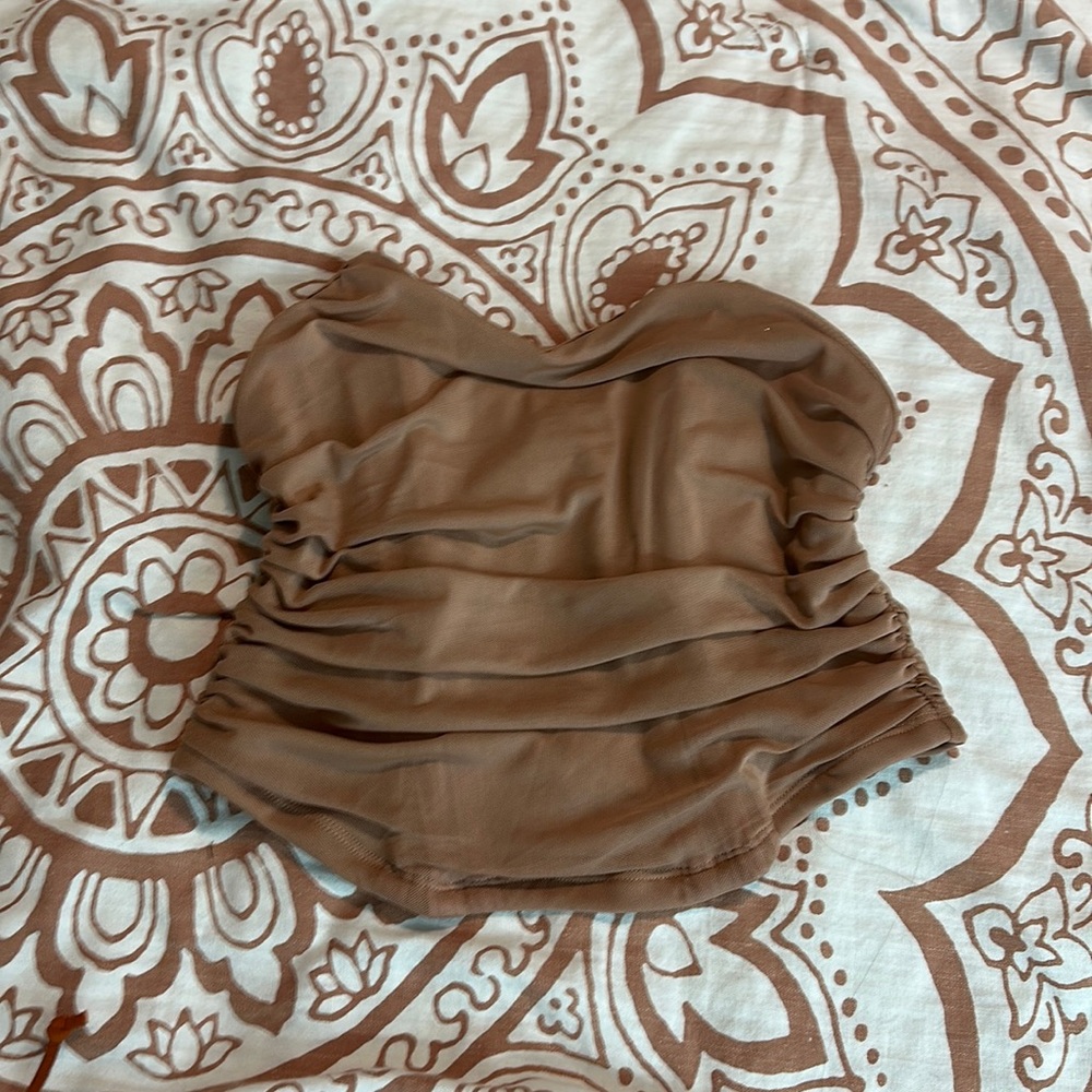 Stretchy beige zipper corset top